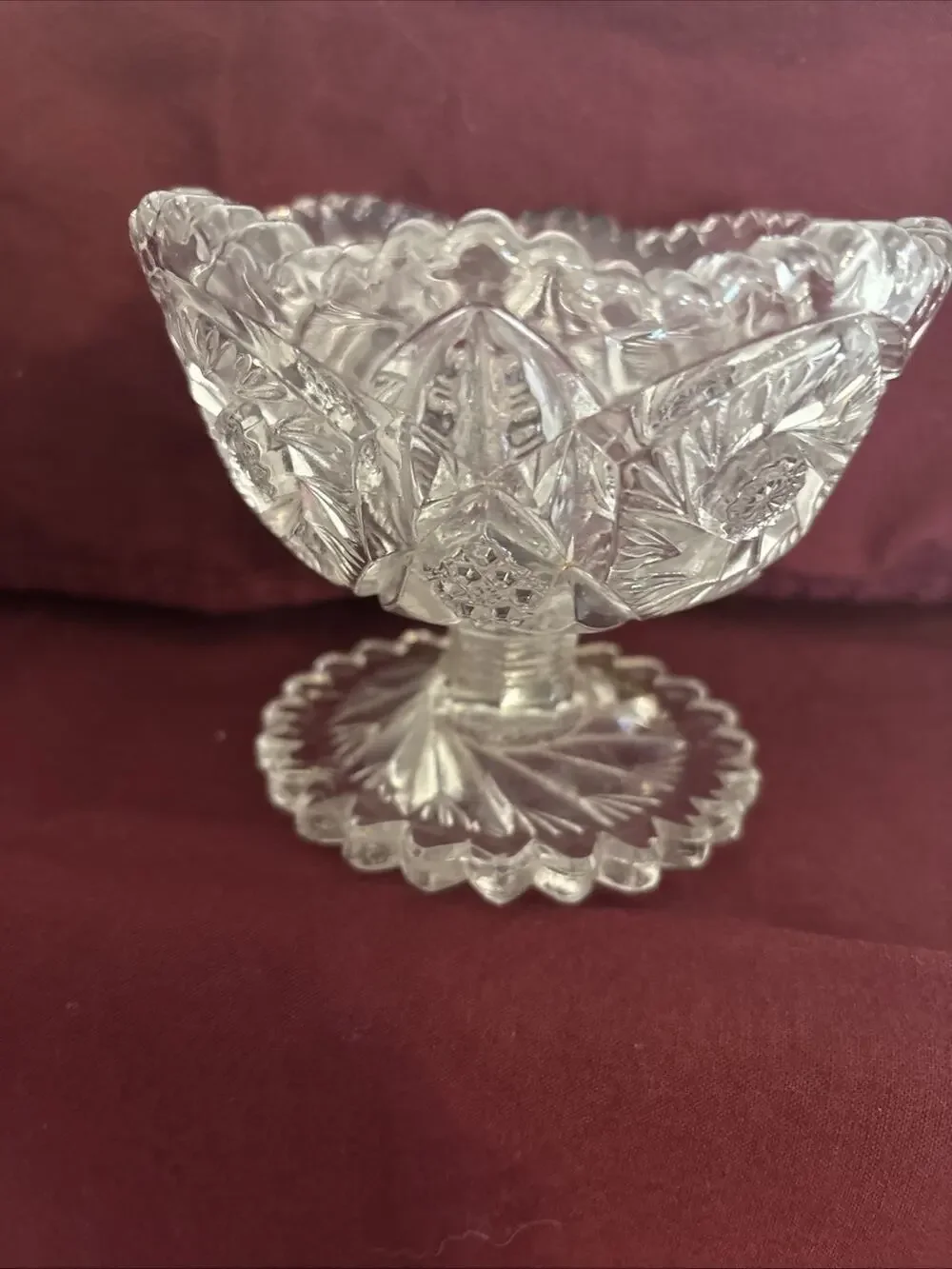 EAPG Clear Glass Pedestal Compote. Comet in the Stars by US Glass Co.